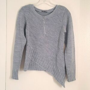 Venus Gray Asymmetrical Long Sleeve Knit Sweater XS